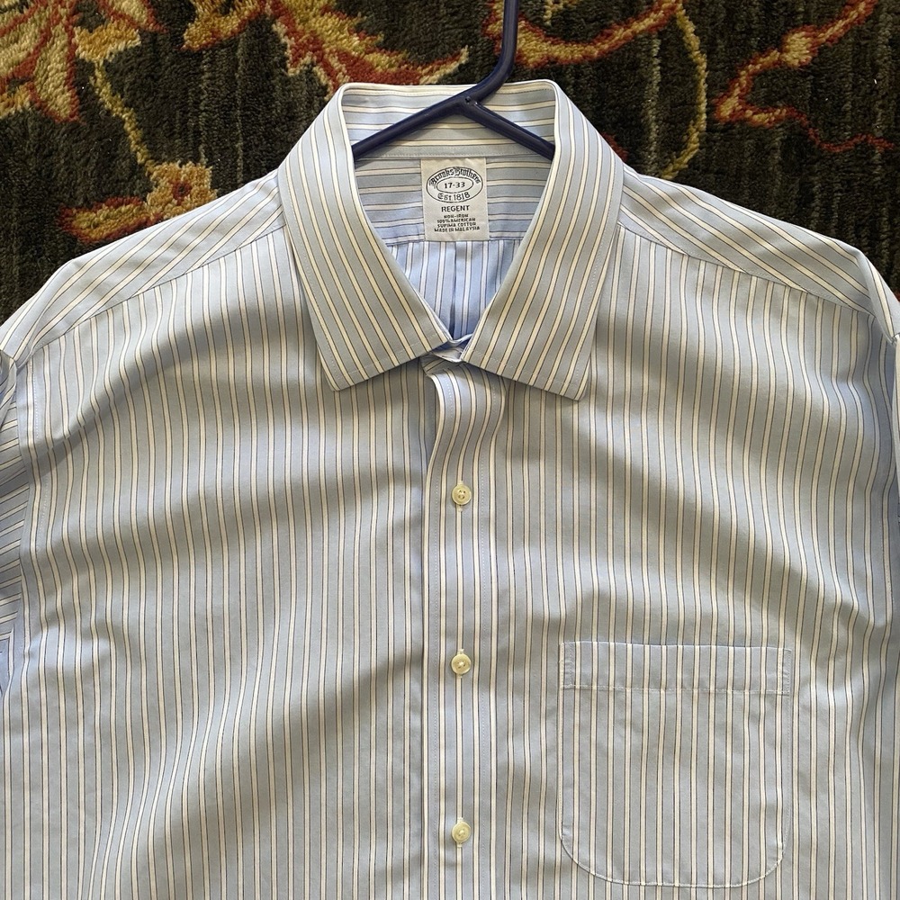 Brooks Brothers Men's Classic 17-33 Striped Non-Iron Supima Cotton Dress Shirt